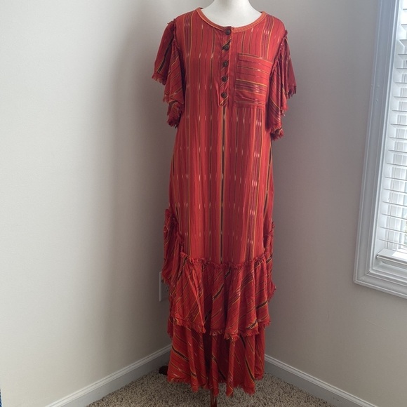 Free People Better Days Red Combo Maxi Dress Small - Picture 2 of 14